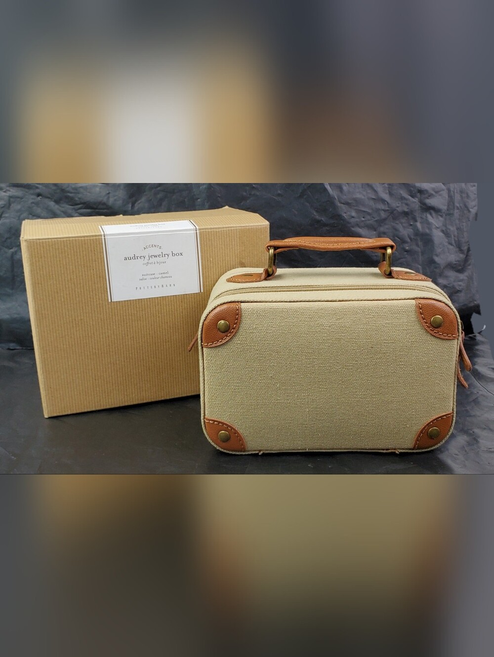Pottery Barn Audrey Jewelry Box Suitcase Style w/ Box - SEE PHOTOS Open Box NOS